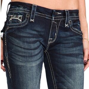  Rock Revival Essie Low Rise Boot Black Lable embroidered and embellished Jeans